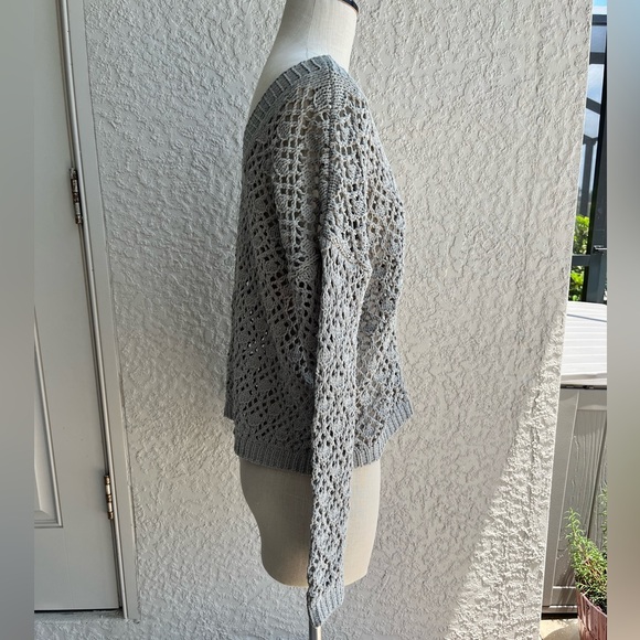 Nicole Miller Artelier Crochet Knit Button Down Sweater- sz Small- Muted Sage - Picture 3 of 14